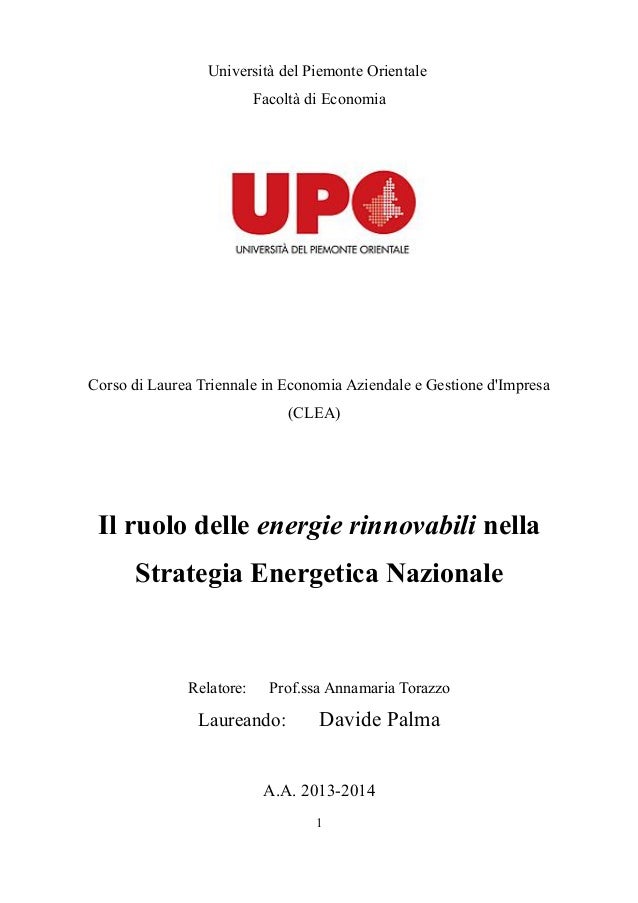 Tesi economia sul fotovoltaico Tesi economia sul fotovoltaico
